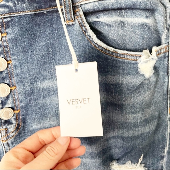 Vervet Blue Jeans Women's 22 Haylie High Rise Skinny Button Fly Distressed NWT - Picture 6 of 10